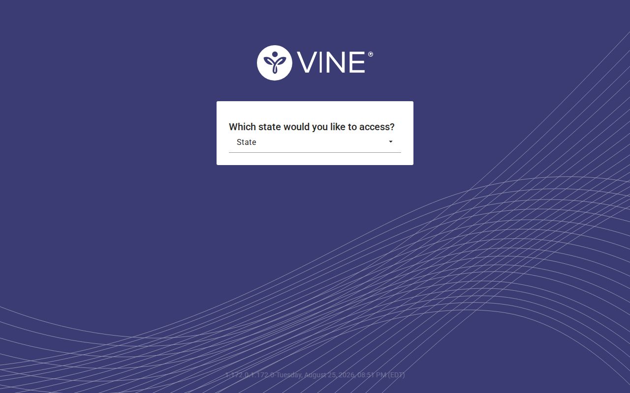 VINELink state selection screen for starting a Kentucky custody search