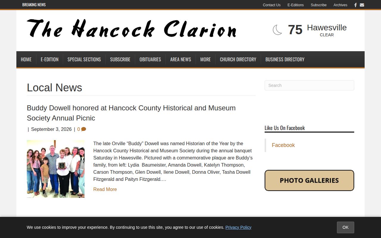 Hancock Clarion local news archive with selective county reporting
